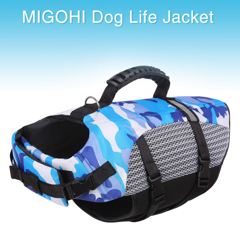 MIGOHI Dog Life Jacket, Reflective & Adjustable Preserver Floatation Vest with Rescue Handle, Ripstop Safety Life Saver for Small Medium Large Dogs, Blue, XS X-Small - PawsPlanet Australia