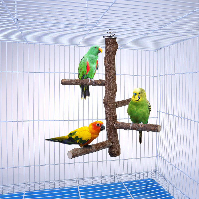 Bird Perch Stand Toy, Natural Wood Parrot Perch Bird Cage Branch Perch Accessories for Parakeets Cockatiels Conures Macaws Finches Love Birds (M: 10" Length) - PawsPlanet Australia