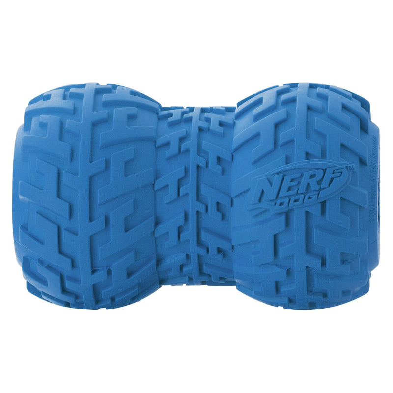 Nerf Dog Tire Feeder Dog Toy, Lightweight, Durable and Water Resistant, 4 Inches, For Medium/Large Breeds, Two Pack, Blue and Red - PawsPlanet Australia