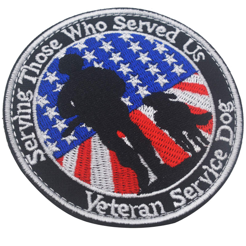 [Australia] - Veterans Service Dog Serving Those Who Served Us Vests/Harnesses Military Tactical Morale Badge Emblem Embroidered Fastener Hook Loop Patch for Dogs Pets 3.15inch Diameter 2PCS 