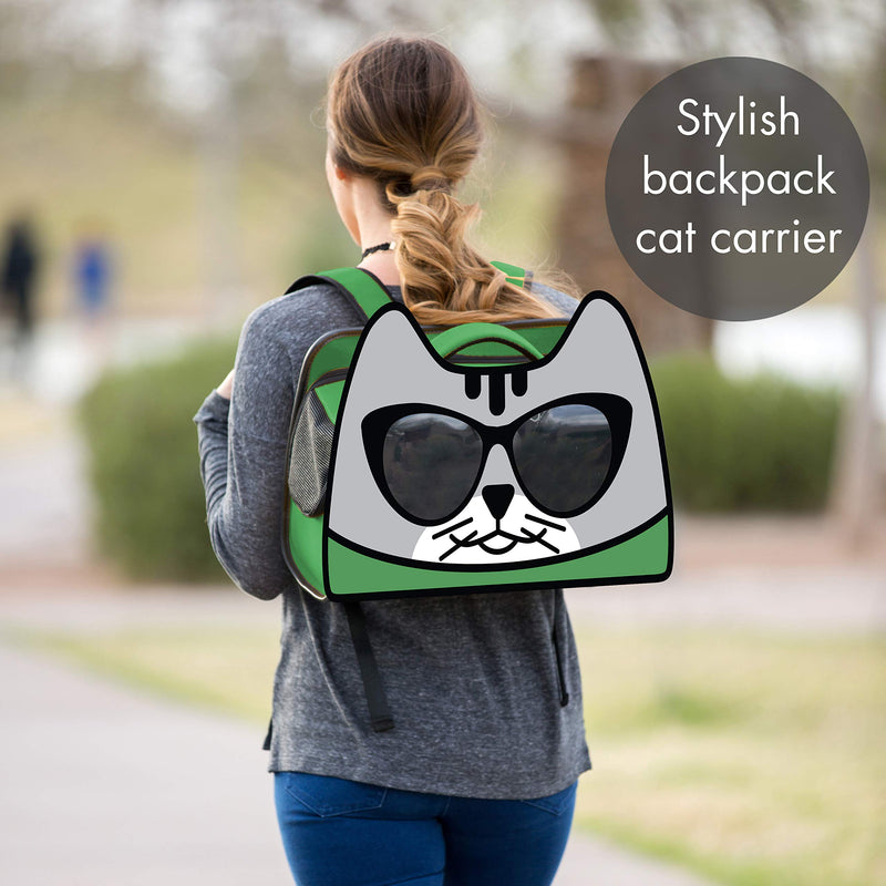 [Australia] - Primetime Petz Hauspanther Kittypak Collapsible Backpack Cat Carrier, Deep Green 