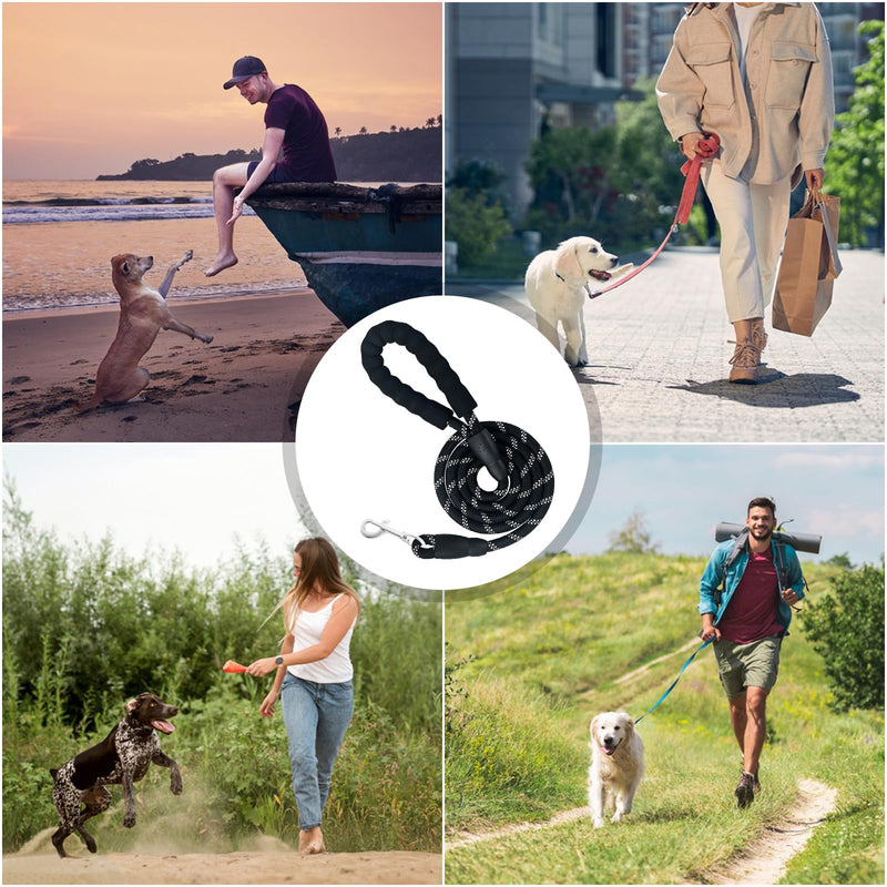 Rseuphiee 1.5M Strong Dog Lead, Tow Lead with Comfortable Padded Handle, Reflective Training Lead for Safety at Night, Running Lead for Dogs for All Size Dogs (Black) - PawsPlanet Australia