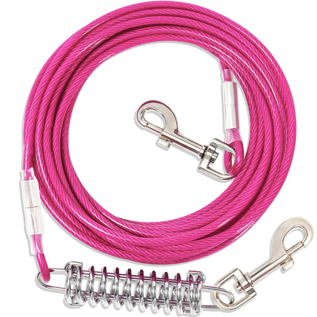 Yard Leash for Dogs with Shock-Absorbing, 3-15m Yard Leash Tie Out Leashes, Tie Out Cables for Dogs Yard Leash (Rose Red, 3m) 3m Rose Red - PawsPlanet Australia