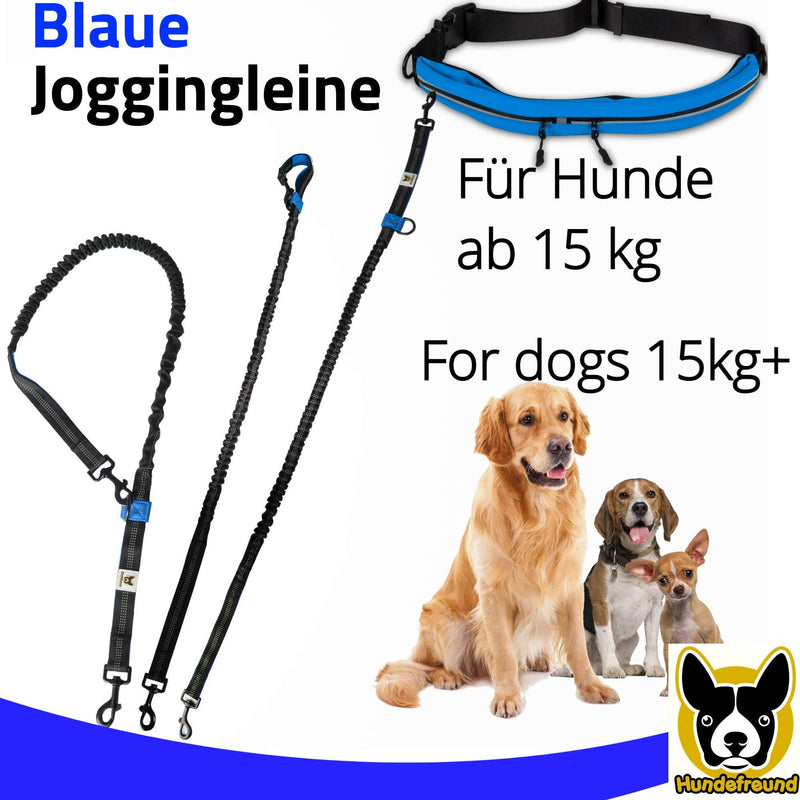 Dog lover jogging leash with waist belt | Blue hands-free leash with stretch and shock absorption for medium and large dogs | Free your hands for jogging bike stroller sports - PawsPlanet Australia