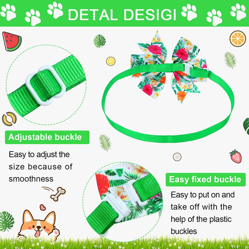 40 Pcs Summer Dog Bow Ties with Plastic Buckle Elastic Cat Bow Tie with Fruit Flower Green Leaves Pattern for Small Medium Puppy Grooming Accessories Adjustable Range 8.7-14.2'' - PawsPlanet Australia