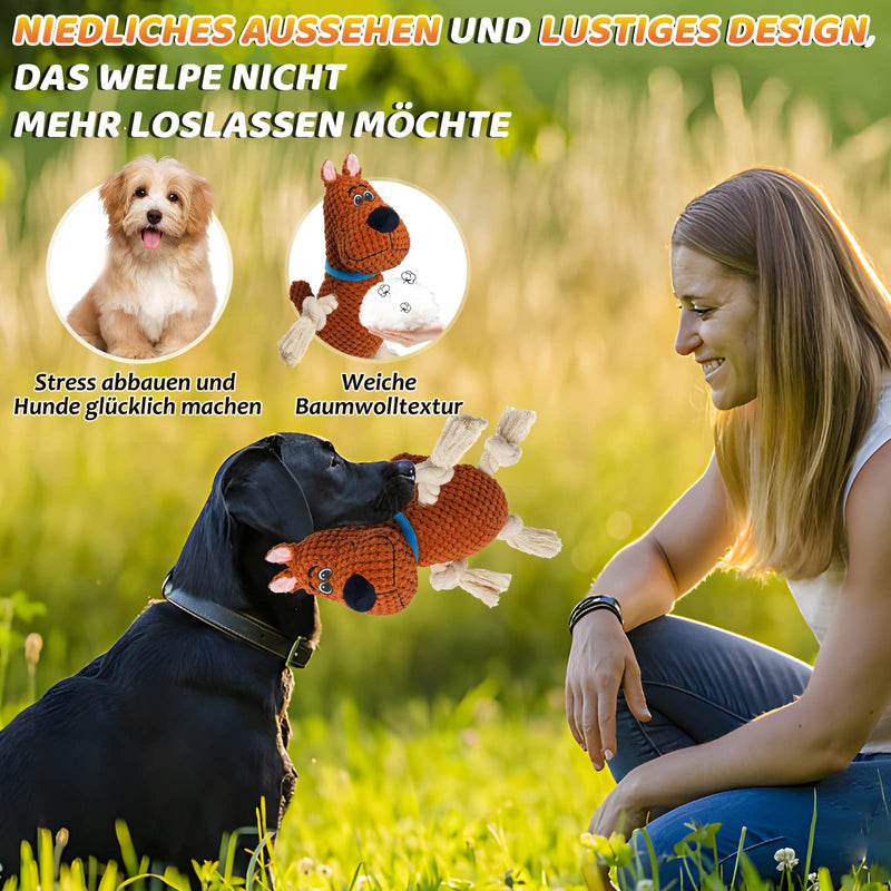 Petcronies Dog Toy Large Dogs, Tug of War Cuddly Toys for Dogs, Interactive Dog Toy Squeaky, Relieves Boredom Plush Chew Toy for Puppies Small Medium Dogs (Brown) Brown - PawsPlanet Australia
