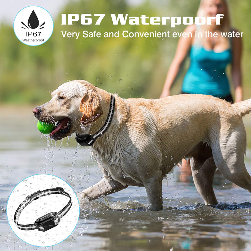 AUGLEY Rechargeable Dog Bark Collar, IP67 Waterproof Smart Anti Barking Training Shock Collar with Progressive Beep and Vibration for Small Medium Large Dogs - PawsPlanet Australia