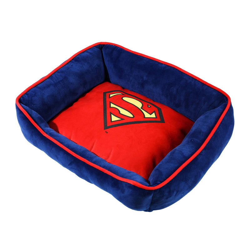 [Australia] - DC Comics Batman and Superman Cuddler Dog Bed | Superhero Dog Beds for Small to Medium Sized Dogs | Comfortable and Soft Dog Bed with Raised Rim | Pet Bed Measures 19" x 15" 