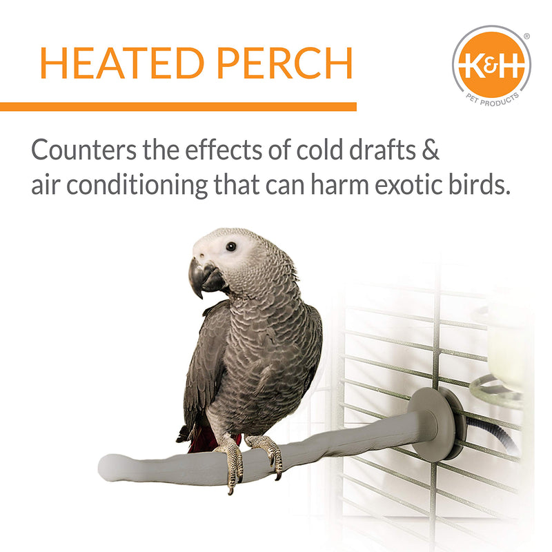 K&H Pet Products Thermo-Perch Heated Bird PerchSmall Gray Medium 1.25 X 13 Inches Retail Box - PawsPlanet Australia