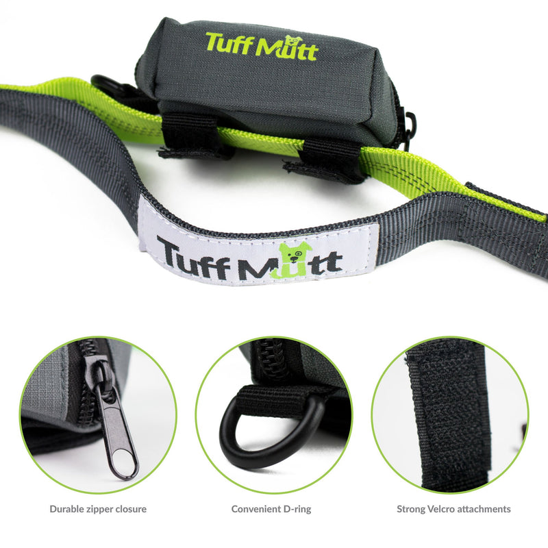 [Australia] - Tuff Mutt Poop Bag Holder Attaches to Dog Leash, Includes 1 Roll of Earth Rated Poop Bags, Waste Bag Dispenser and Lightweight Fabric. Makes a Great Walking, Running or Hiking Accessory 