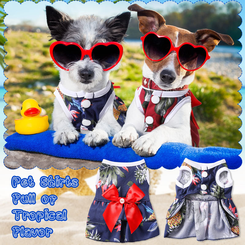 3 Pieces Cute Dog Dress Pineapple Hawaii Dog Cat Clothes Bowknot Puppy Dress Summer Outfits for Dogs Soft Pineapple Dog Clothes for Cats Puppy Dogs, X-Small - PawsPlanet Australia