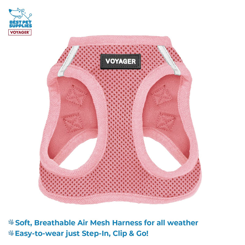 Voyager Step-in Air Dog Harness - All Weather Mesh Step in Vest Harness for Small and Medium Dogs by Best Pet Supplies M (Chest: 16 - 18") Pink Matching Trim (Leash Bundle) - PawsPlanet Australia