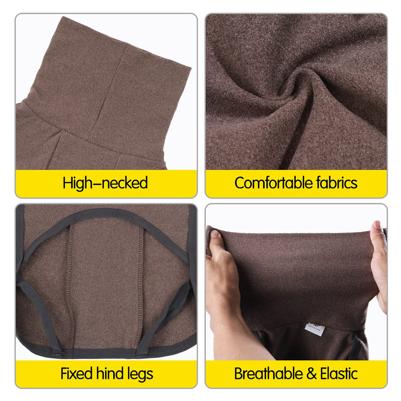 HEYWEAN Dog Sweatshirt Stretch Fleece Vest Warm Dog Sweater Pullover for Small and Medium Dogs Pet Winter Clothes for Indoor and Outdoor Wear (XX-Small, Brown) XX-Small - PawsPlanet Australia