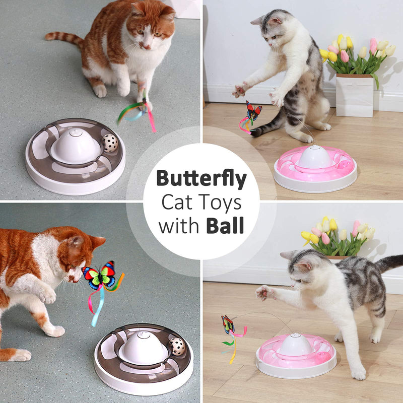 Interactive Cat Toys for Indoor Cats Automatic Electronic Rotating Butterfly Cat Toy with Roller Tracks Ball, Exercise Hunting Toy Games Funny Gifts for Kitten Pet Cat Supplies COFFEE - PawsPlanet Australia