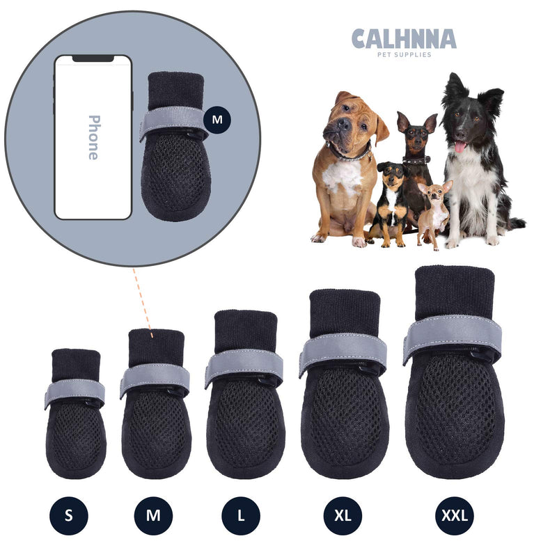 CALHNNA Dog Boots for Small, Medium Dogs - Dog Shoes with Breathable Mesh Nonslip Rubber Soles(Upgrade) to Prevent Scratching Licking Size S: 1.69"(Width) Black - PawsPlanet Australia