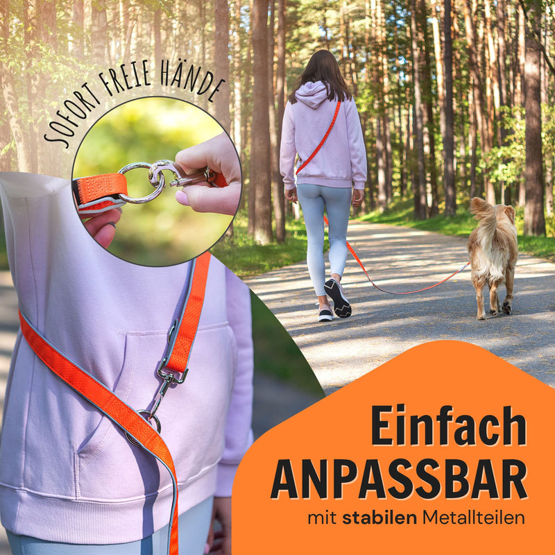 Dog friend multifunctional leash (6 in 1) adjustable dog leash 3 m for hanging around the neck, reflective with 3 rings for medium and large dogs - double leash, shoulder leash and sports leash in one - PawsPlanet Australia