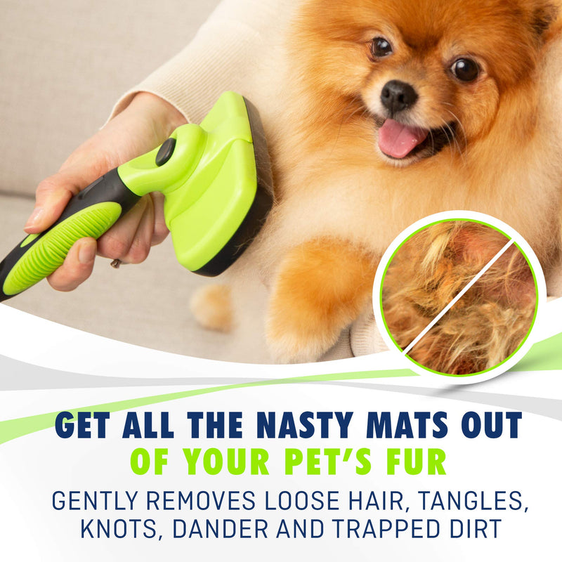 Rexipets Self Cleaning Slicker Brush- for Dogs, Cats & Pets-One Click Cleaning Function-Gentle & Effective Cat, Pet & Dog Hair Remover-Dog Grooming Accessories for Small, Medium & Large Dogs - PawsPlanet Australia