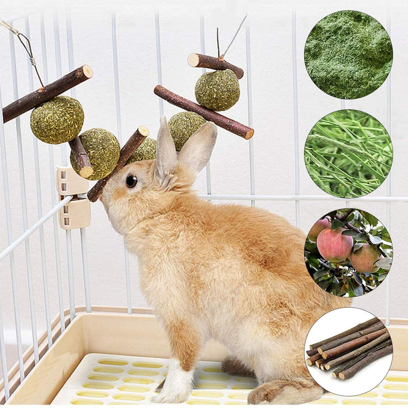 FINEVERNEK 9 rabbit toys, small animals chew toy, rabbit chew toy, chewing rabbit natural grass cake grass ball chewing molar toy for hamsters gerbils - PawsPlanet Australia