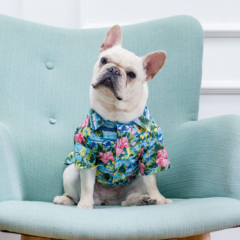 EXPAWLORER Hawaiian Dog Shirt - Summer Hawaii Style Breathable Floral Polo T-Shirts Cool Clothes for Small Medium Large Dogs Cats Pets - PawsPlanet Australia