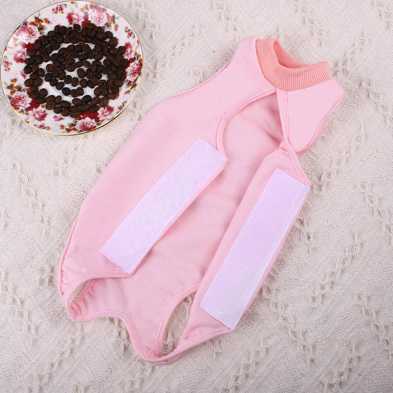 POPETPOP Recovery Suit Sterilization Care Wipe Medicine Prevent Licking After Surgery Wear Weaning and Warm Recovery Cloth Suit for Cats Dogs Pets - Length Approx. 28cm (Pink) - PawsPlanet Australia