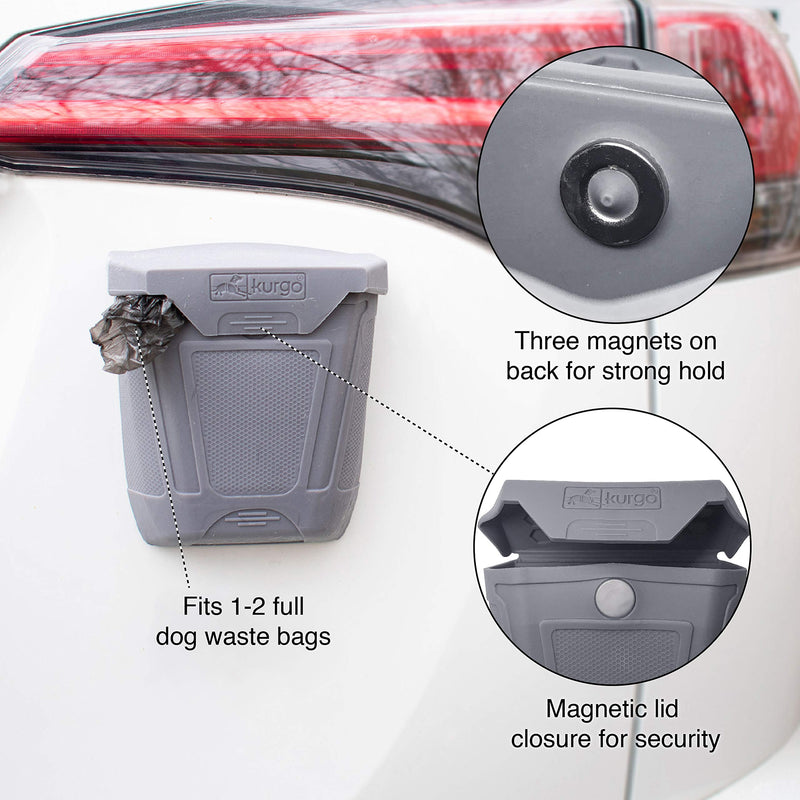 [Australia] - Kurgo Tailgate Dumpster for Dog Garbage & Poop Bags | Magnet Trash Bin for Cars, SUVs, Or Trucks | Attaches to Tailgate/Bumper | Car Waste Basket for Pets | Dog Travel Accessories | Easy to Clean 