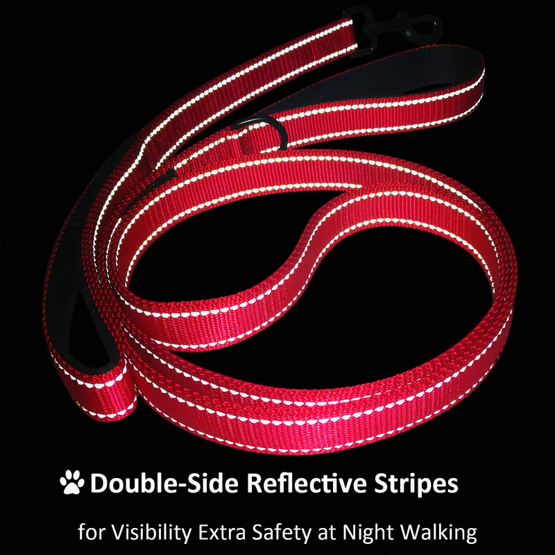 [Australia] - DOGSAYS Dog Leash 5ft Long Traffic Padded Two Handle Heavy Duty Double Handles Lead for Large Dogs or Medium Dogs Training Reflective Leashes Dual Handle 5 FT Red 