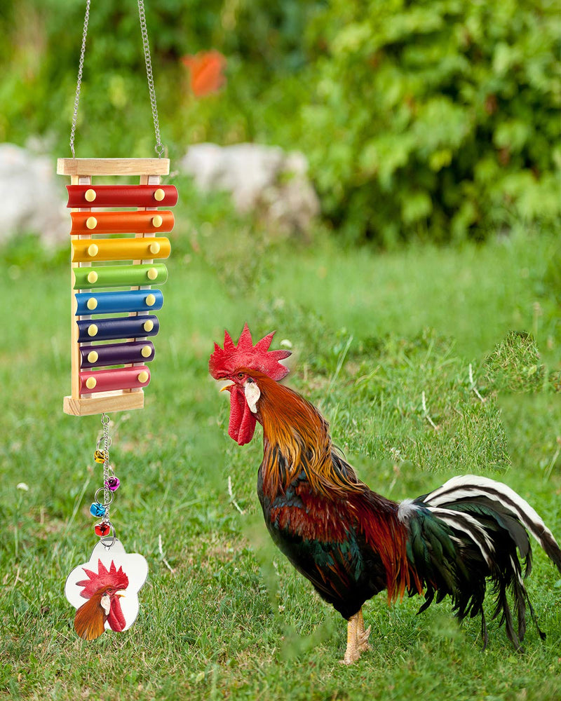 Woiworco 4 Packs Chicken Toys for Coop, Chicken Xylophone Toys with Mirror, Vegetable Hanging Feeder and Chicken Swing Toys for Chicken Hens - PawsPlanet Australia