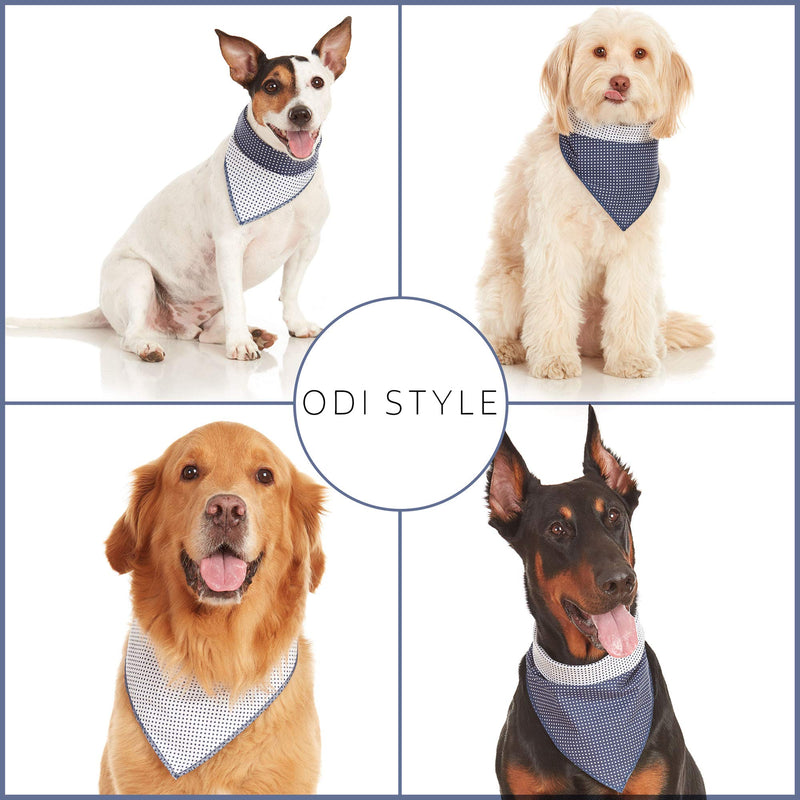 Odi Style Dog Bandana - Reversible, Cotton, Triangle Bandanas for Large, Medium, Small Sized Dogs, Double Sided Dog Gift, Accessory, Scarf for Dog, Puppy, Cats, Floral and Polka Dot Prints, 1 Piece Blue Polkadot Pattern - PawsPlanet Australia