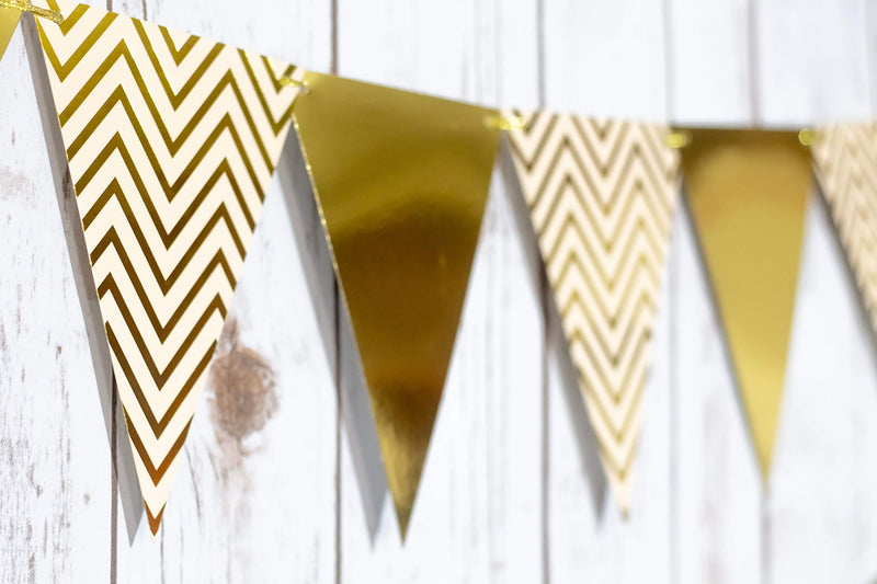 Gold garland| triangle garland | triangle bunting|gold baby shower decorations|happy birthday banner foil|gold foil banner|gold anniversary decorations|bachelor party decor Christmas party decorations - PawsPlanet Australia