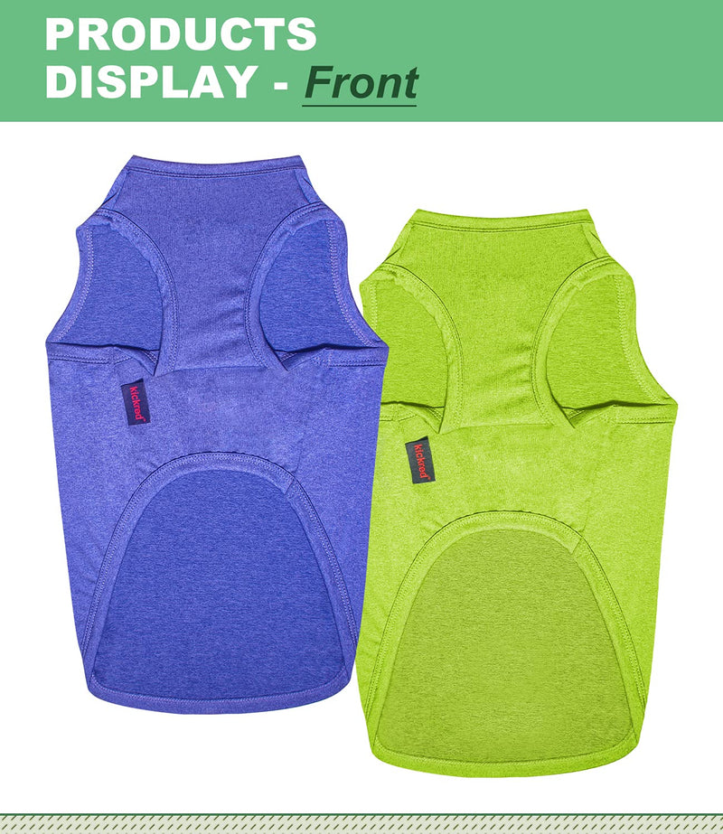 Kickred 2 Pack Summer Dog Shirts, Quick Dry Breathable Dog Clothes Pet Sleeveless Vest, Lightweight Stretchy Tank Top T-Shirts for Small Dogs Puppy Cat Boy Girl, S Deep Blue+Dark Green - PawsPlanet Australia