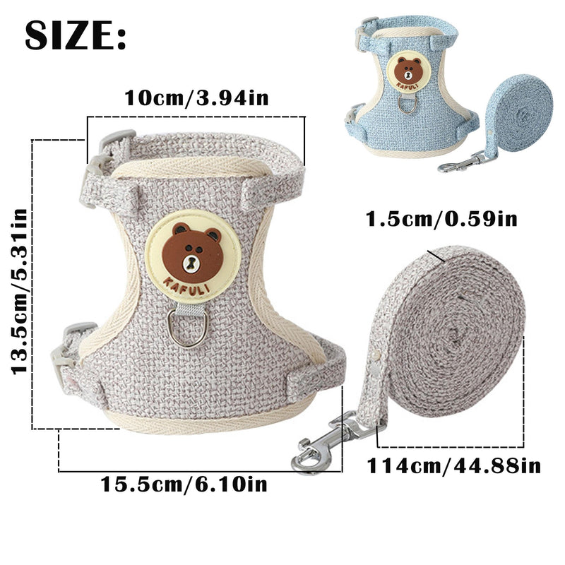 Breathable Rabbit Harness with Leash, Pack of 2 Adjustable Soft Rabbit Harness, Rabbit Harness, Rabbit Harness for Small Animals, Rabbit, Hamster, Cat, Outdoor (Blue, Grey) - PawsPlanet Australia