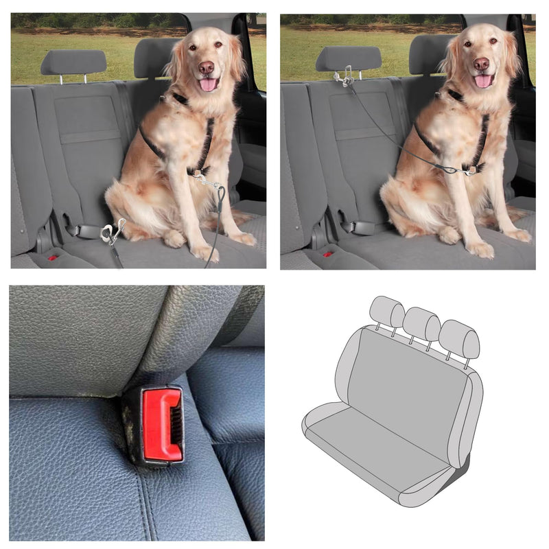 EUIOOVM Pack of 2 Stainless Steel Dog Seat Belt, Dog Seat Belt Car No Chew Heavy Duty Car Seatbelt for Pets Dog Belt for All Dog Breeds, Coated Steel Rope to Prevent Chewing (Black) - PawsPlanet Australia