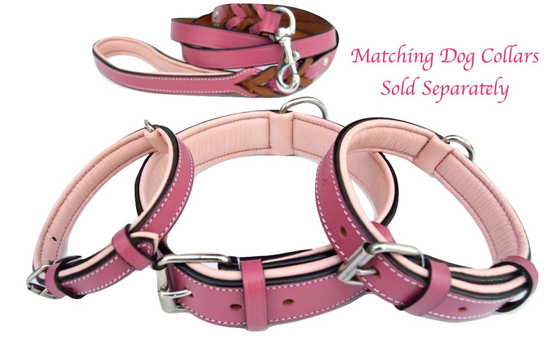 [Australia] - Soft Touch Collars - Luxury Handmade Braided Leather Dog Leash - The Capri Collection - 6 Feet x 3/4 inch Pink/Light Pink Handle 