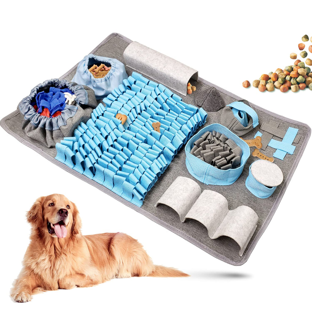 AgoKud Sniffing Carpet for Dogs - 10 Training Elements and 4 Difficulty Levels - Intelligence Toy for Your Pet's Sense of Smell (Blue) - PawsPlanet Australia