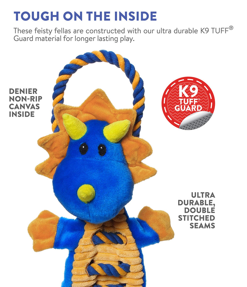 [Australia] - Charming Pet Ropes-A-Go Squeaky Dog Toy - Tough and Durable Interactive Soft Plush Animal Tug Toy Dragon 