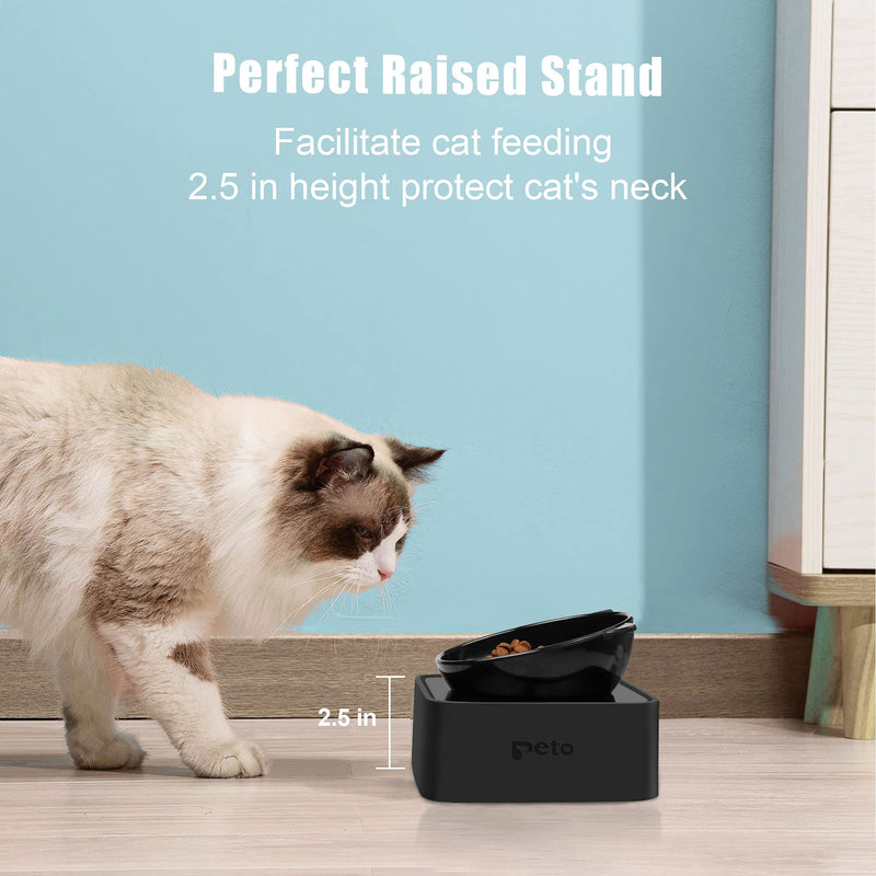 Peto Cat Dog Bowl Raised Cat Food Water Bowl with Detachable Elevated Stand Pet Feeder Bowl No-Spill, 0-30°Adjustable Tilted Pet Bowl Stress-Free Suit for Cat Dog (White) (Black) Black - PawsPlanet Australia