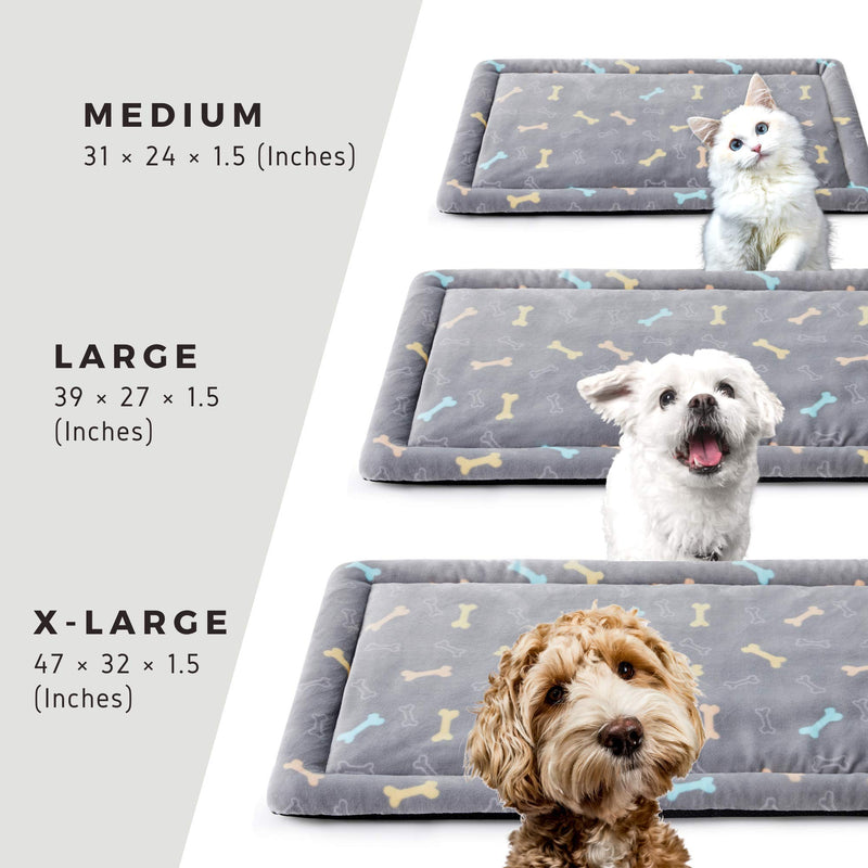 Extra Softness Pet Sleeping Mat for Small Medium Large Dogs Puppies, Non Slip Dog Bed Mat, Grey 30" X 22" - PawsPlanet Australia