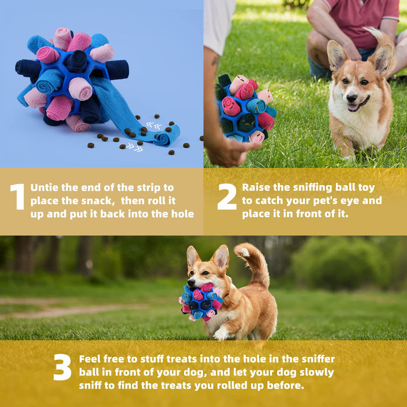 Tesytto Sniffing Ball for Dogs Interactive Dog Toy Encourage Natural Food Ability Slow Food Training Bite Resistant Puppy Play Portable Dog Intelligence Toy (Epic Blue) Epic Blue - PawsPlanet Australia