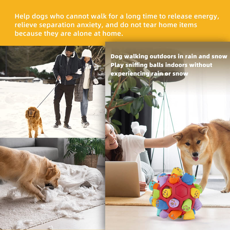 Tesytto Sniffing Ball for Dogs Interactive Dog Toy Encourage Natural Food Ability Slow Food Training Bite Resistant Puppy Play Portable Dog Intelligence Toy (Winter Red) Winter Red - PawsPlanet Australia