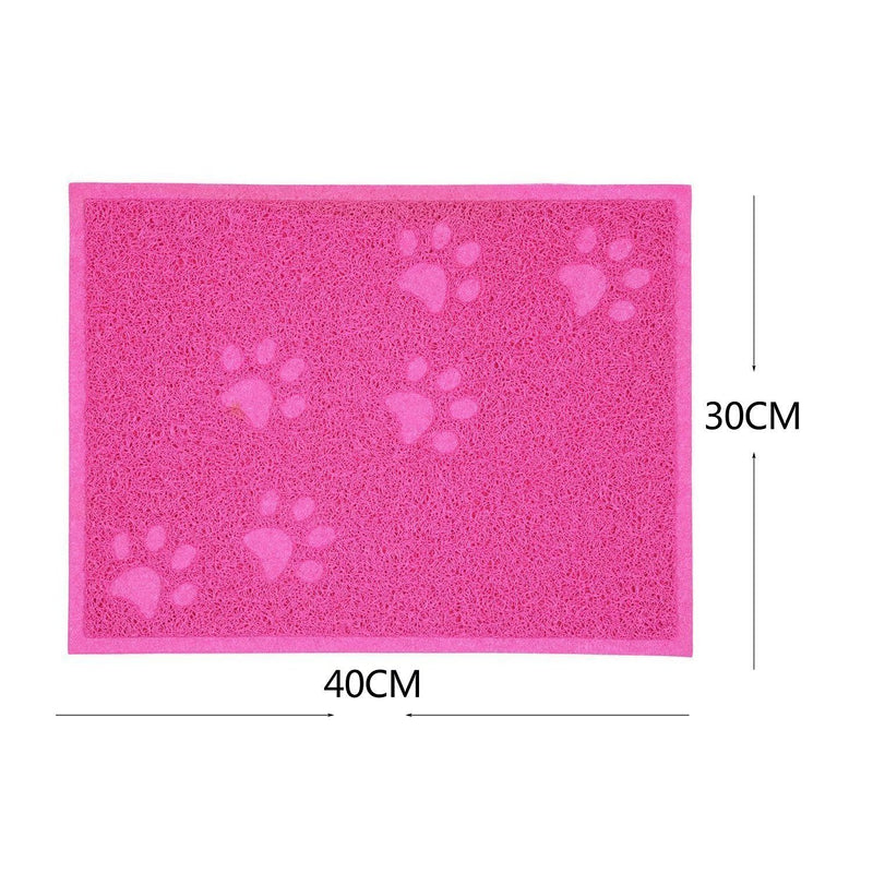 [Australia] - MUEQU Cat Litter Box Mat Pet Food Bowl Mat Cat Litter Trap Mat, PVC, 30 x 40 cm Rose 