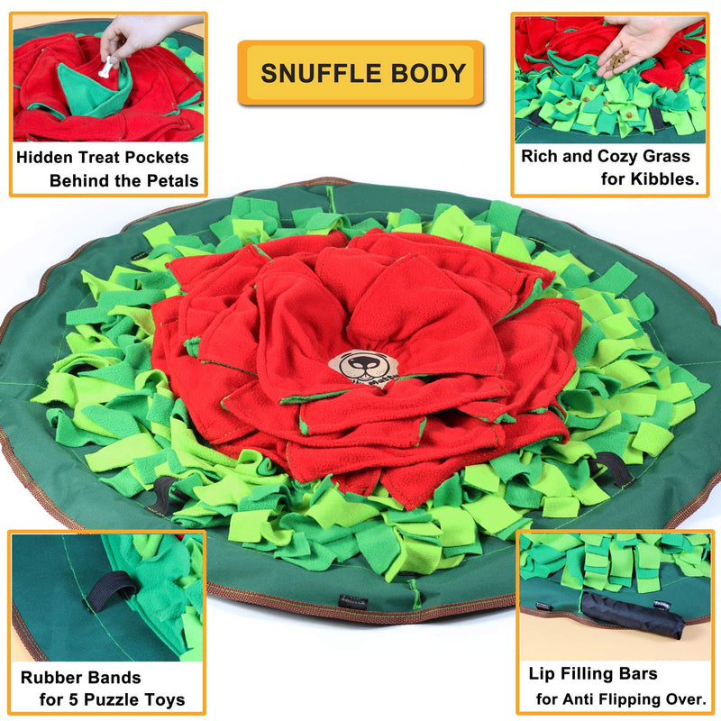 Sniffiz SmellyMatty Snuffle Mat for Dogs - Interactive Treat IQ Enrichment Toy/Large Nosework Blanket - Mind Stimulating Food Puzzle Games with Stress Relief for Boredom Snuffle Mat with 5 Puzzles - PawsPlanet Australia