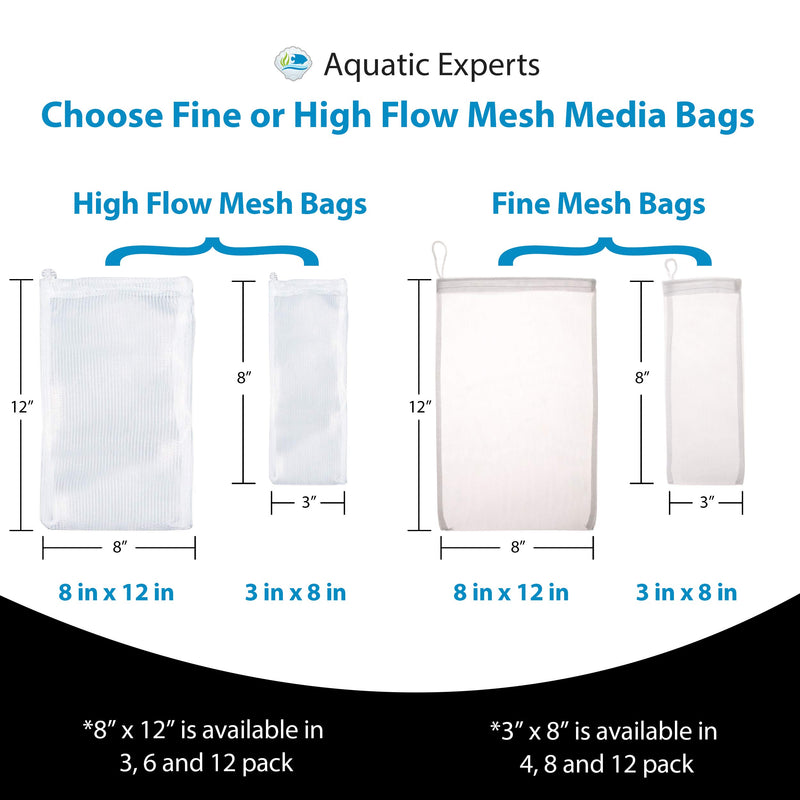 [Australia] - Aquatic Experts Fine Mesh Filter Media Drawstring Bags - 100% Nylon Pouches are Ideal Bulk Aquarium Filtration - Custom Chemical Media Filter Bag Designed Fine 3" x 8" (4 pack) 