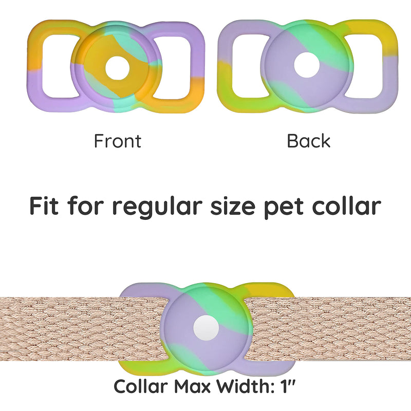 Hamobula Colorful Air Tag Dog Collar Holder, Silicone Airtag Case Compatible with Apple AirTag, Dog Airtag Holder for Dog Collar, Pet Collar, Cat Collar Mixed A(2 Pack) - PawsPlanet Australia
