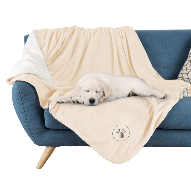 PETMAKER Waterproof Pet Blanket Collection – Reversible Throw Protects Couch, Car, Bed from Spills, Stains, or Fur, Dog and Cat Blankets Cream Large - PawsPlanet Australia