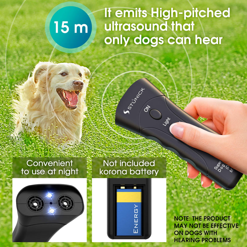 [Australia] - STÙNICK Handheld Anti Barking Device. Ultrasonic Dog Bark Deterrent with Multi-Function Dog Bark Control. Pet Anti-Barking Silencer and Trainer. No Collar Indoor & Outdoor Stop Barking Dog Device 