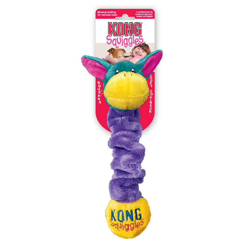 KONG - Squiggles - Stretchy Plush Dog Toy with Squeaker (Assorted Characters) - For Large Dogs - PawsPlanet Australia