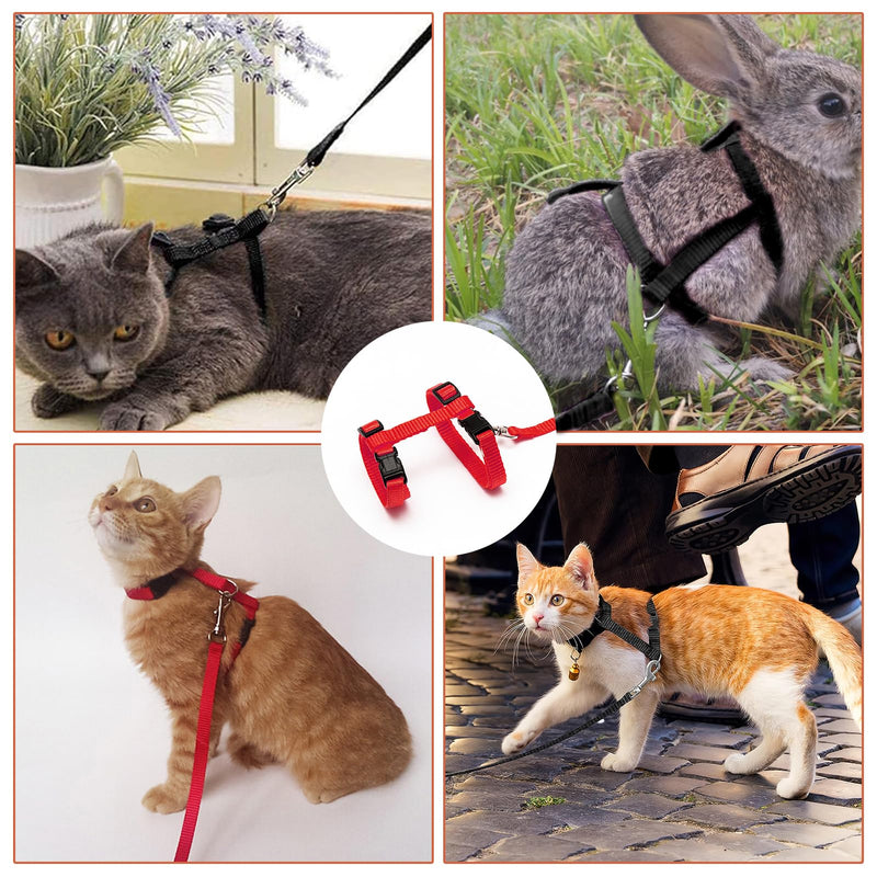 Zuroki Pack of 2 cat harnesses, cat harness with leash, escape-proof, adjustable cat harness, cat leash, cat harness, escape-proof adjustable, cat vest kitten - red + black - PawsPlanet Australia