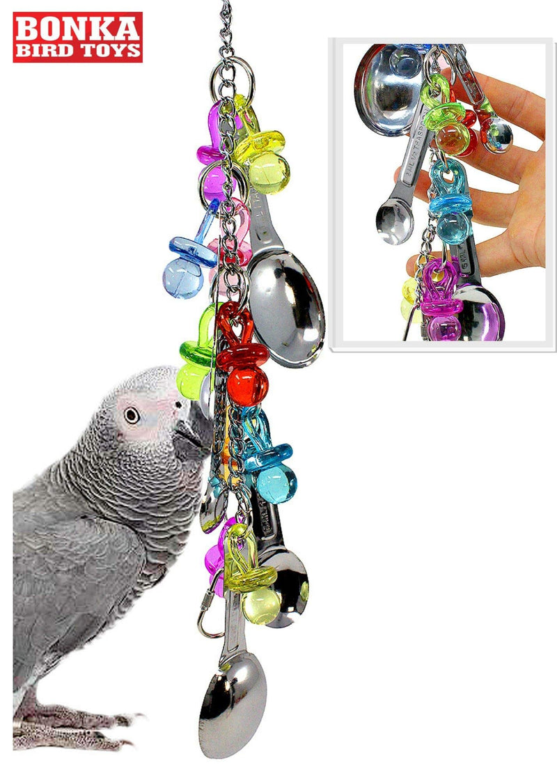 [Australia] - Bonka Bird Toys Durable Delight Bird Toys Parrot Parrotlet Quaker Macaw African Grey Cockatiel Budgie Stainless Steel Spoons Spoon Delight 