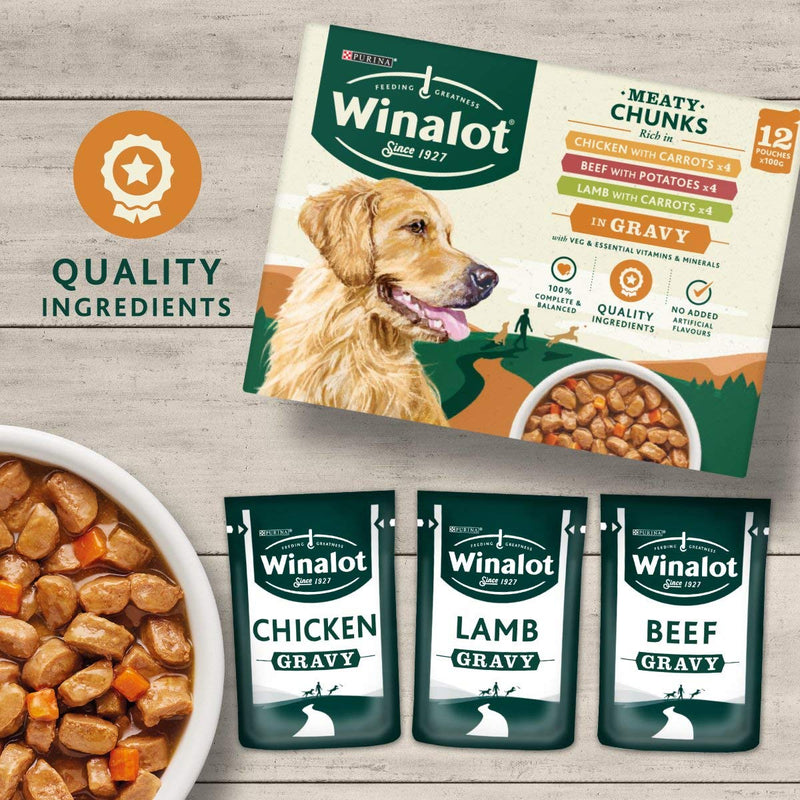 WINALOT Dog Food Pouches Mixed in Gravy, 12 x 100g 1 - PawsPlanet Australia