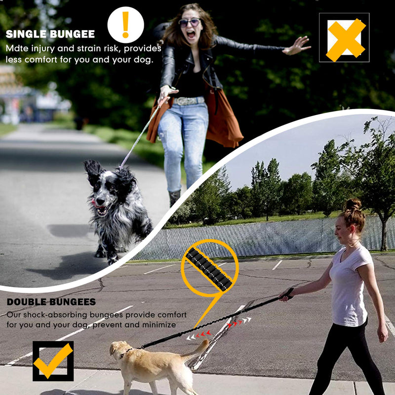 [Australia] - Heavy Duty Dog Leash Especially for Large Dogs Up to 150lbs, 6 Ft Reflective Dog Walking Training Shock Absorbing Bungee Leash with Car Seat Belt Buckle, 2 Padded Traffic Handle for Extra Control Orange-4-6FTHeavy duty dog leash 